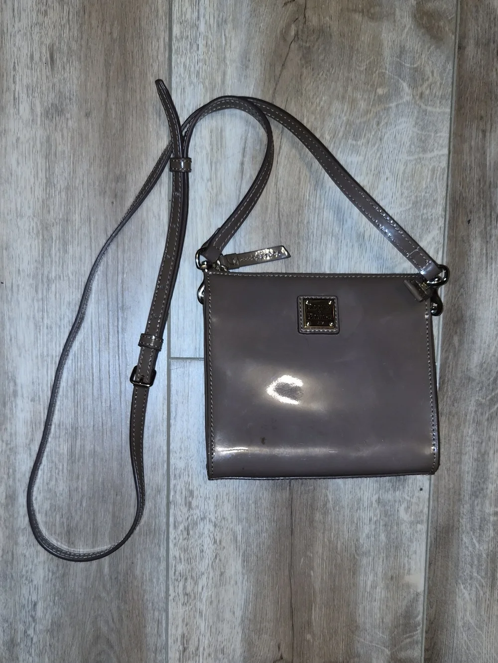 Dooney & Bourke Taupe Patent Crossbody Bag